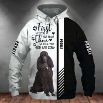  Precious Black White Dog Pattern Animals Hoodie