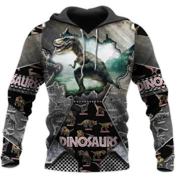 Fashion Black   Dinosaurs Pattern Animals Hoodie