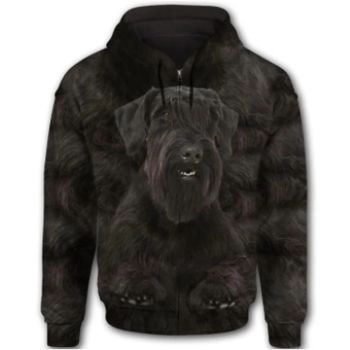 Fashion And Gorgeous Black Dog Pattern Animals Zip-Up Hoodie