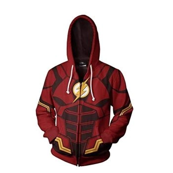 Superhero The Flash Hoodies &#8211; 3D Long Sleeve Hooded Zipper