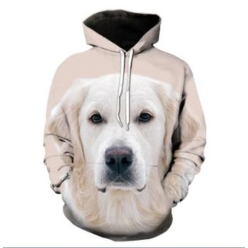 Elegance White Dog Pattern Animals Hoodie