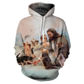 Popular White Dog Pattern Animals Hoodie