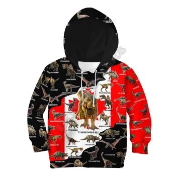 Cute And Loose Black Red Dinosaurs Pattern Animals Hoodie