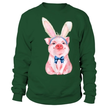 Adorable Easter Pig with Easter Bunny Ears Easter Pig Sweatshirt