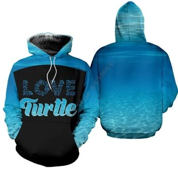 Fashion Blue Black Turtles Pattern Animals Hoodie