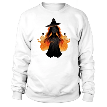 Witch With Fire Magic Halloween Sweatshirt
