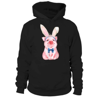 Adorable Easter Pig with Easter Bunny Ears Easter Pig Hoodies