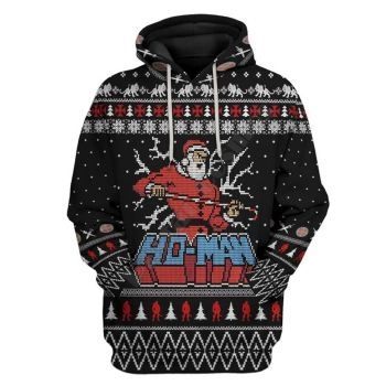  Fashion And Gorgeous Black Santa Claus Pattern Christmas Hoodie
