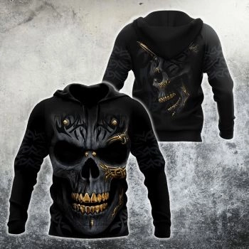 Popular And Vintage Black Skull Pattern Skull Hoodie