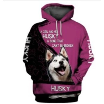  Precious And Cute Pink Black Dog Pattern Animals Hoodie