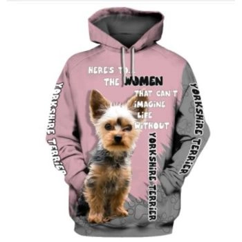 Temperament Pink Dog Pattern Animals Hoodie