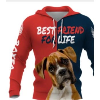 Precious And Gorgeous Red Blue Dog Pattern Animals Hoodie