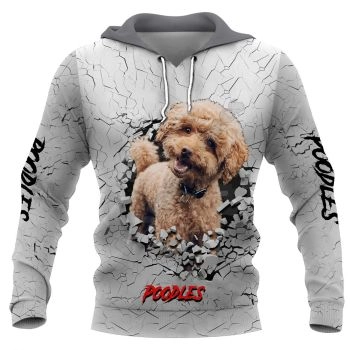 Oversize Grey Dog Pattern Animals Hoodie