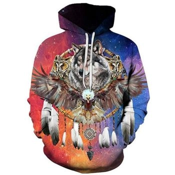 Pretty Colorful Wolf Pattern Bitcoin Hoodie