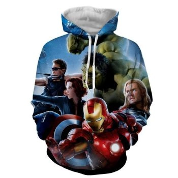 The Avengers Iron Man Captain America Thor Hulk Hoodies &#8211; Pullover Blue Hoodie