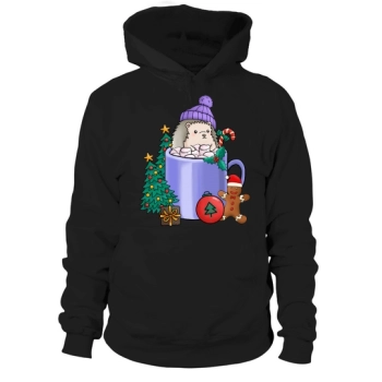 Christmas Hot Drinks Cute Hedgehog Hoodies