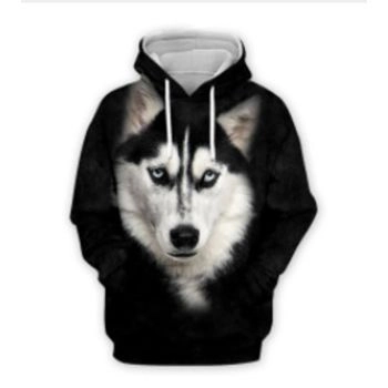 Fashion Black Dog Pattern Animals Hoodie