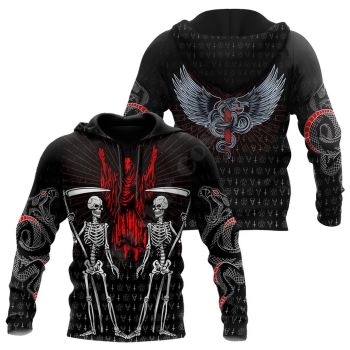 Street Style Black Skull Pattern Skull Hoodie