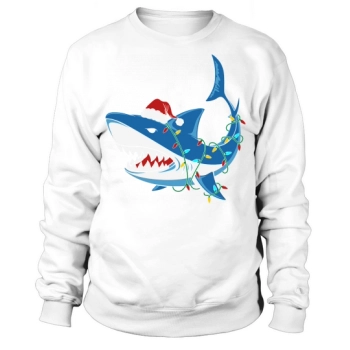 Christmas Shark Santa Hat Christmas Sweatshirt