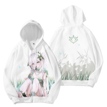 Cute Genshin Impact Nashida Zip-Up White Hoodie
