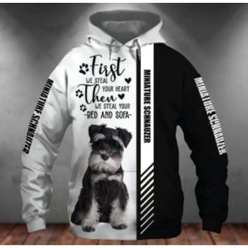  Gorgeous Black White Dog Pattern Animals Hoodie