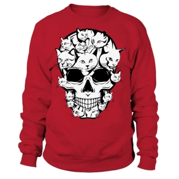 Halloween Funny Cat Skull Cat Lover Sweatshirt