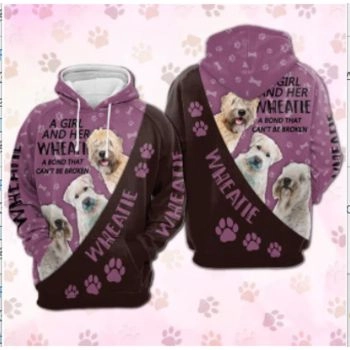 Elegance Pink Brown Dog Pattern Animals Hoodie