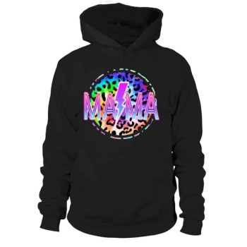 Mama Neon Lightning Bolt Leopard Hoodies