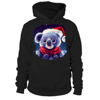 Christmas Cute Koala with Santa Hat Hoodies