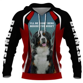 Loose And Fashion Black Red Dog Pattern Animals Hoodie