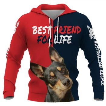 Pretty And Vintage  Red Blue Dog Pattern Animals Hoodie