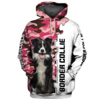 Precious Pink White Dog Pattern Animals Hoodie