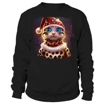 Christmas Cute Leopard With Santa Hat Sweatshirt