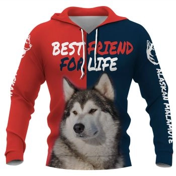 Generous And Beautiful Red Blue Dog Pattern Animals Hoodie