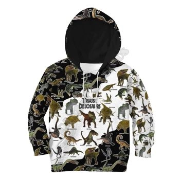 Loose And Gorgeous White Black Dinosaurs Pattern Animals Hoodie