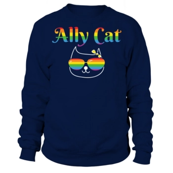 Ally Cat Sunglasses Gay Rainbow Sweatshirt