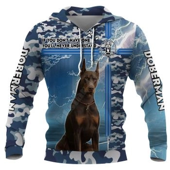 Loose Blue Dog Pattern Animals Hoodie