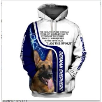 Fashion Blue White Dog Pattern Animals Hoodie