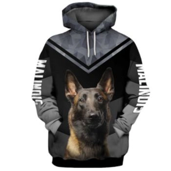  Loose Black Dog Pattern Animals Hoodie