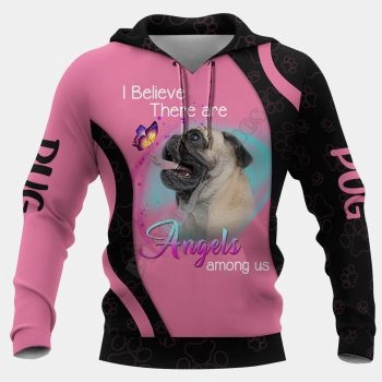 Loose And Fashion Pink Dog Pattern Animals Hoodie