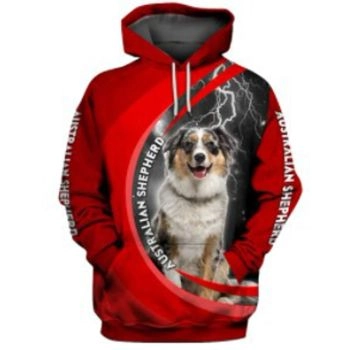 Oversize Red Dog Pattern Animals Hoodie