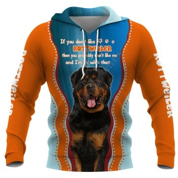 Precious Blue Orange Dog Pattern Animals Hoodie