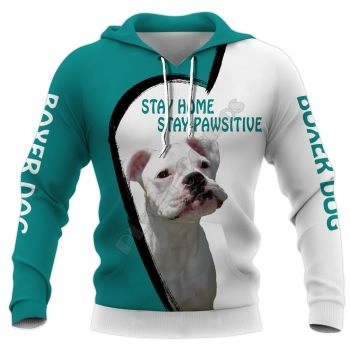 Vintage  Blue White Dog Pattern Animals Hoodie