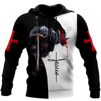  Classical  Black Sword Pattern Jesus Hoodie