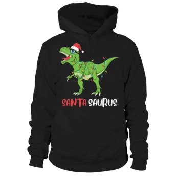 Santa Saurus Funny Christmas Trex Hoodies