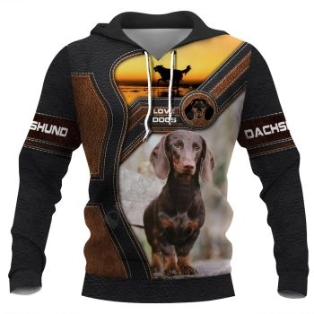 Cute And Loose Black Orange Dog Pattern Animals Hoodie