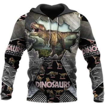 Generous And Beautiful Black   Dinosaurs Pattern Animals Hoodie