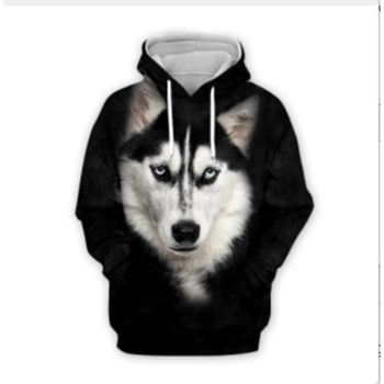 Vintage  Black Dog Pattern Animals Hoodie