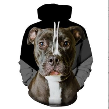 Oversize Black Dog Pattern Animals Hoodie