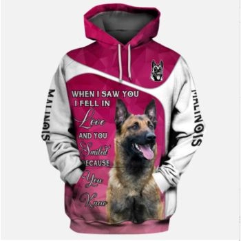 Loose Pink Dog Pattern Animals Hoodie